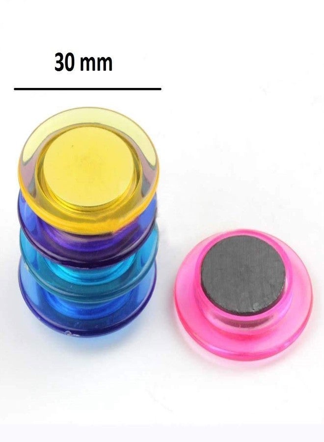 Self Lub Colorful Translucent Magnets for Fridge & Whiteboard | 30mm Magnetic Buttons for Notes, Photos, Charts & Office Decor (Multicolor, Pack of 20) - Image 2